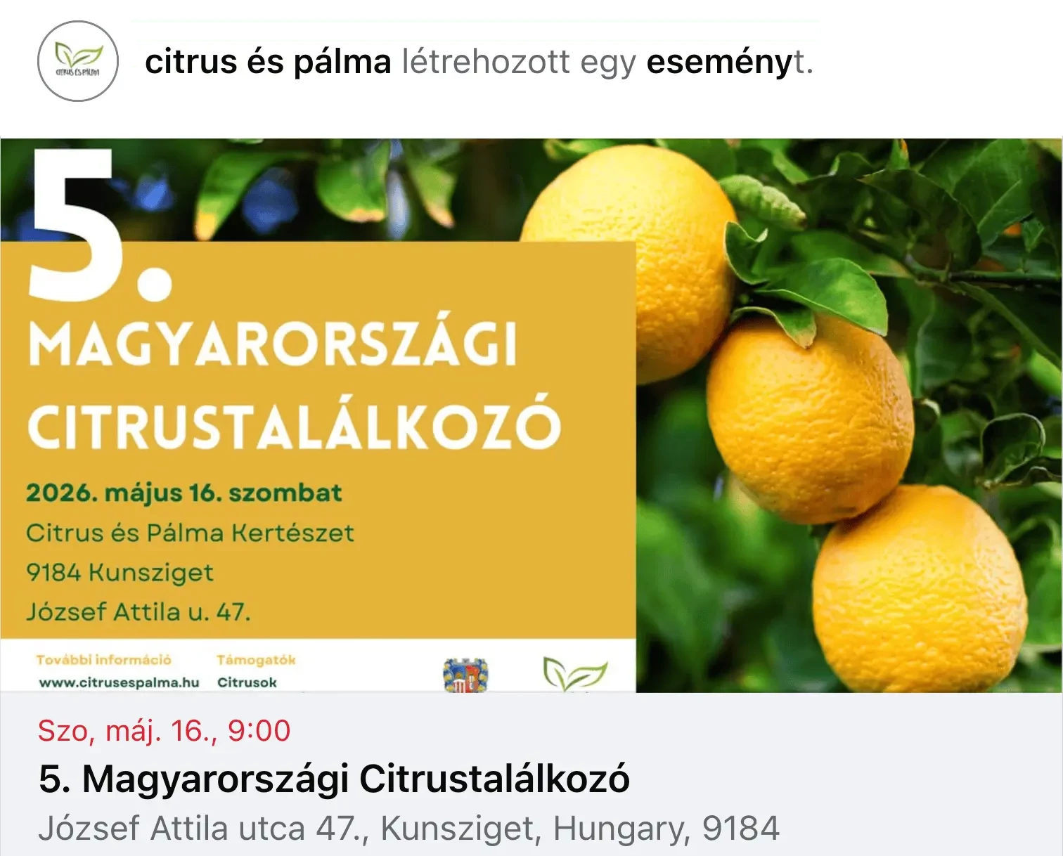 5. magyarországi citrustalálkozó facebook esemény kép